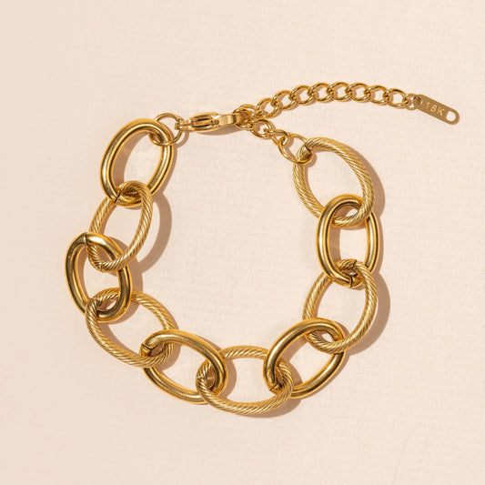 18K Gold Dip Stainless Steel Bold Chain Link Bracelet