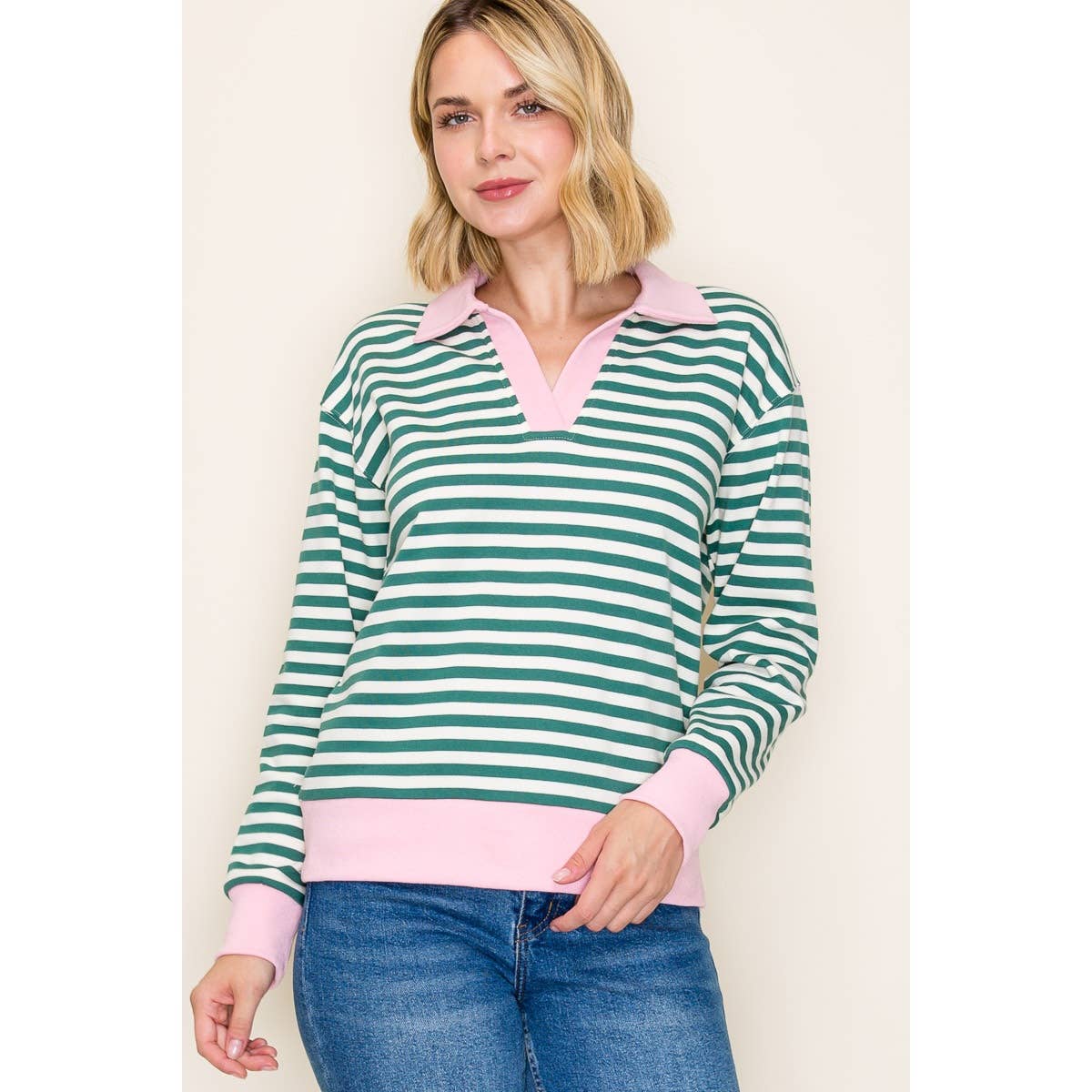 Polo Collar Sweatshirt