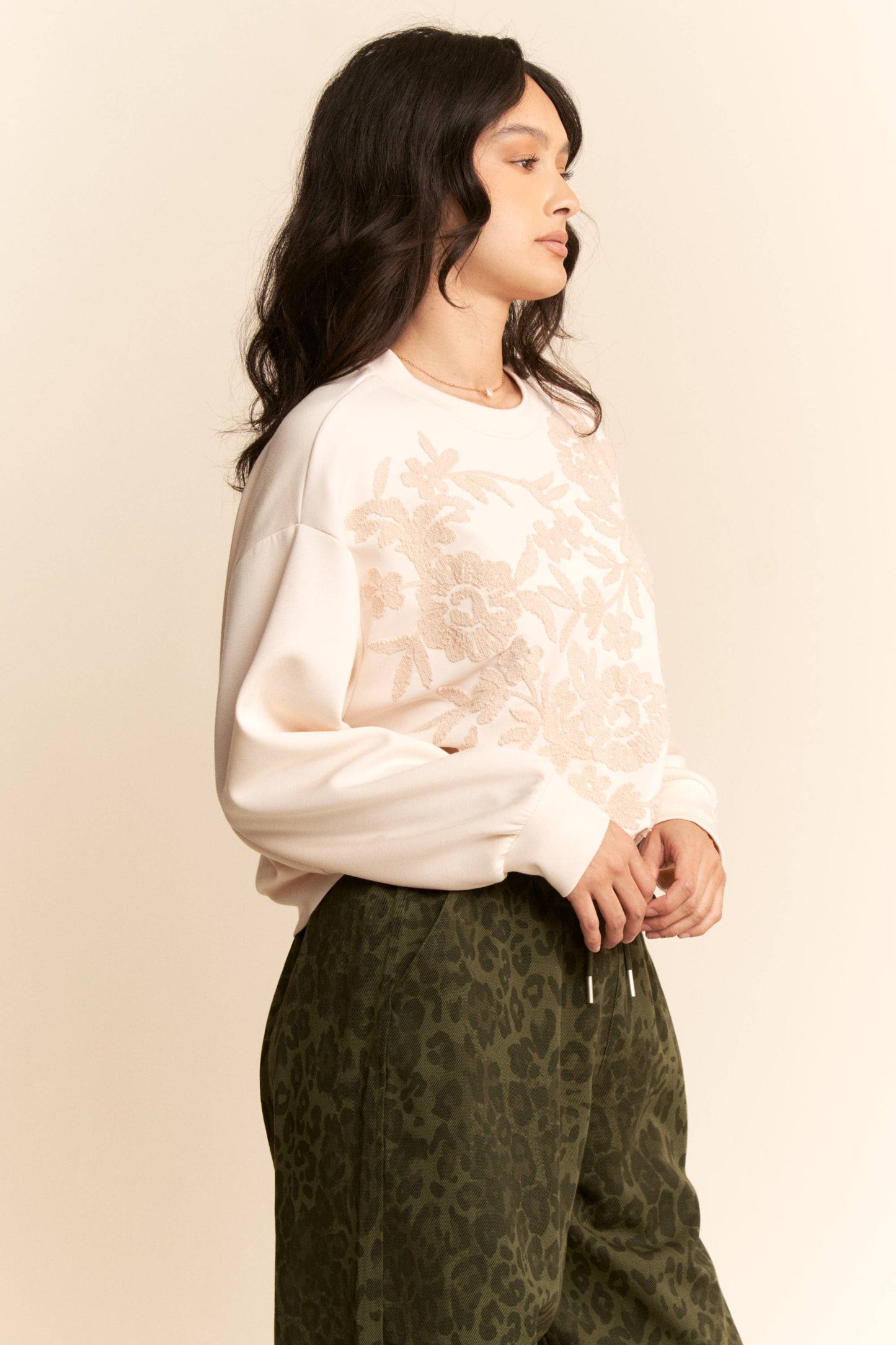 Floral Embroidered Sweatshirt