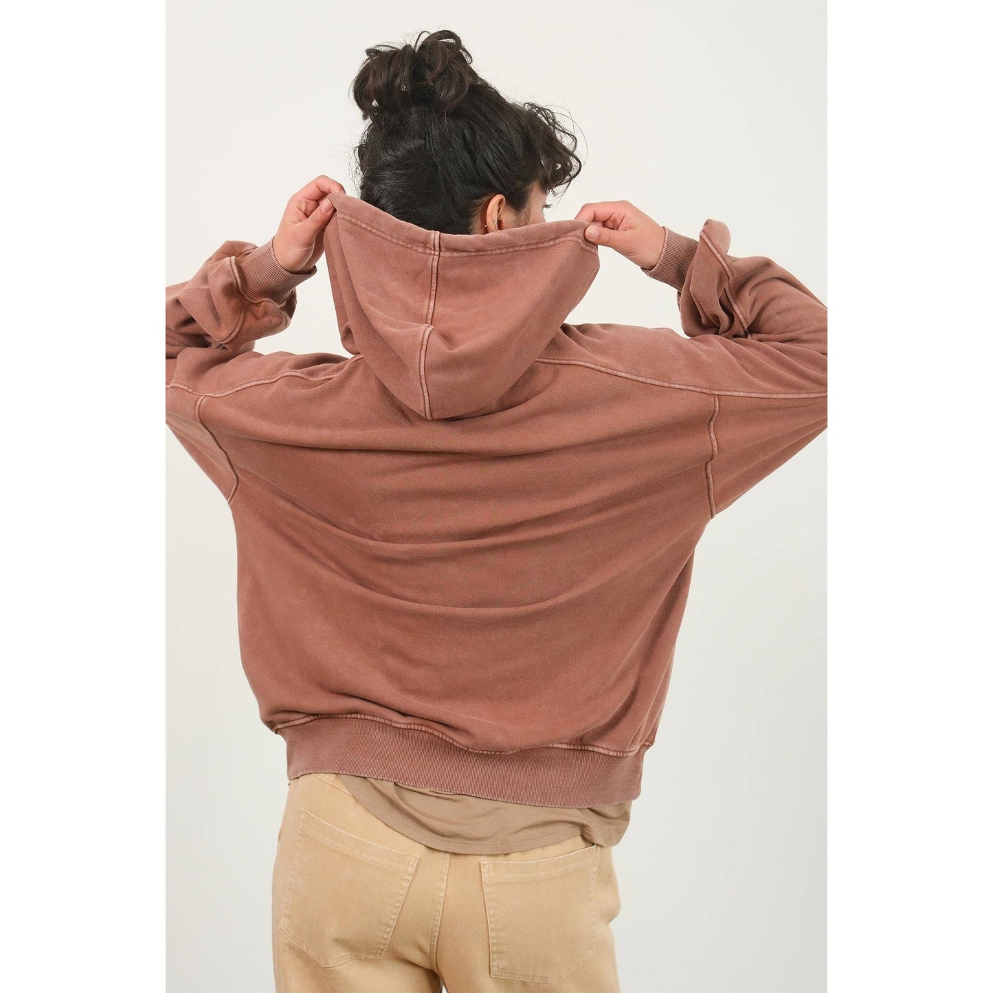 Seam Detailed Long Sleeve Oversized Hoodie