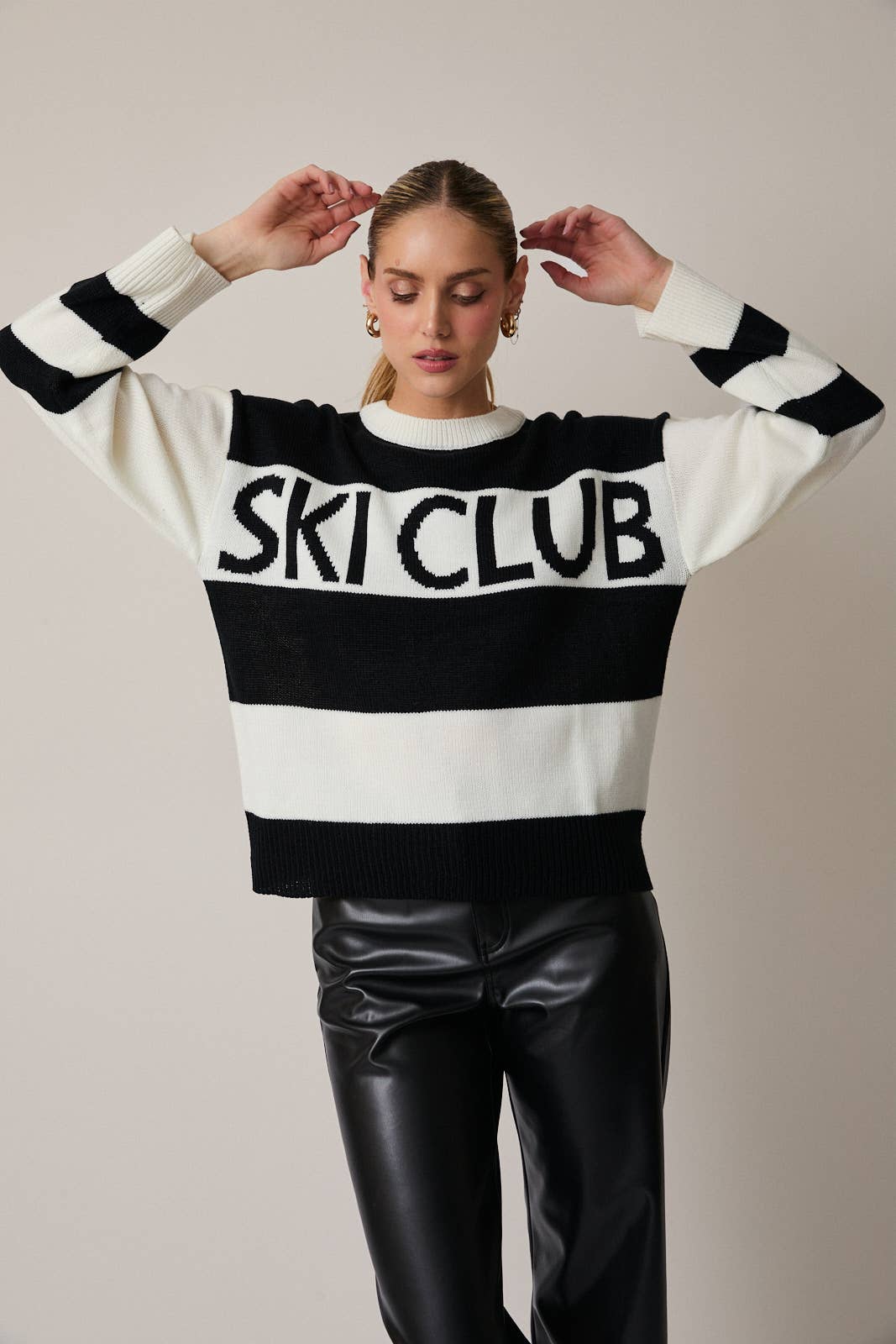 LONG SLEEVE ROUND NECK "SKI CLUB" SWEATER