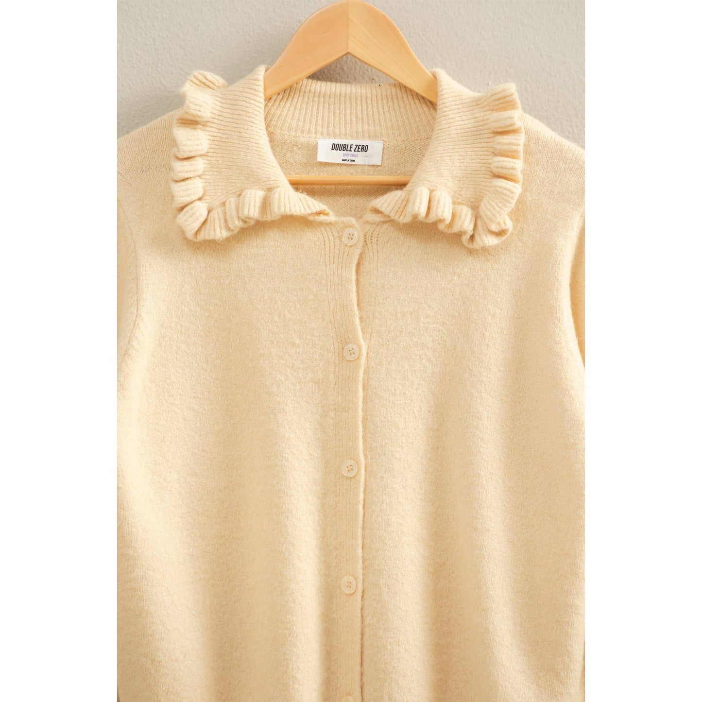 Ruffle Collar Cardigan Sweater