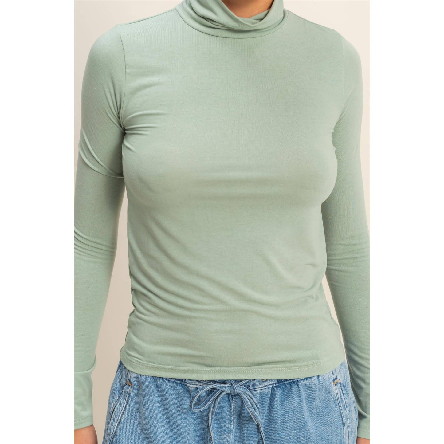 Turtleneck Long Sleeve Fitted Top