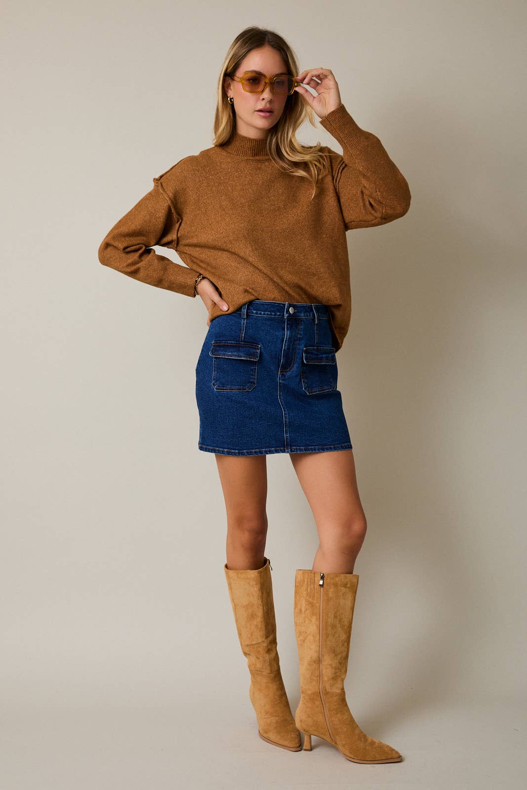 MOCK NECK LONG SLEEVE SWEATER