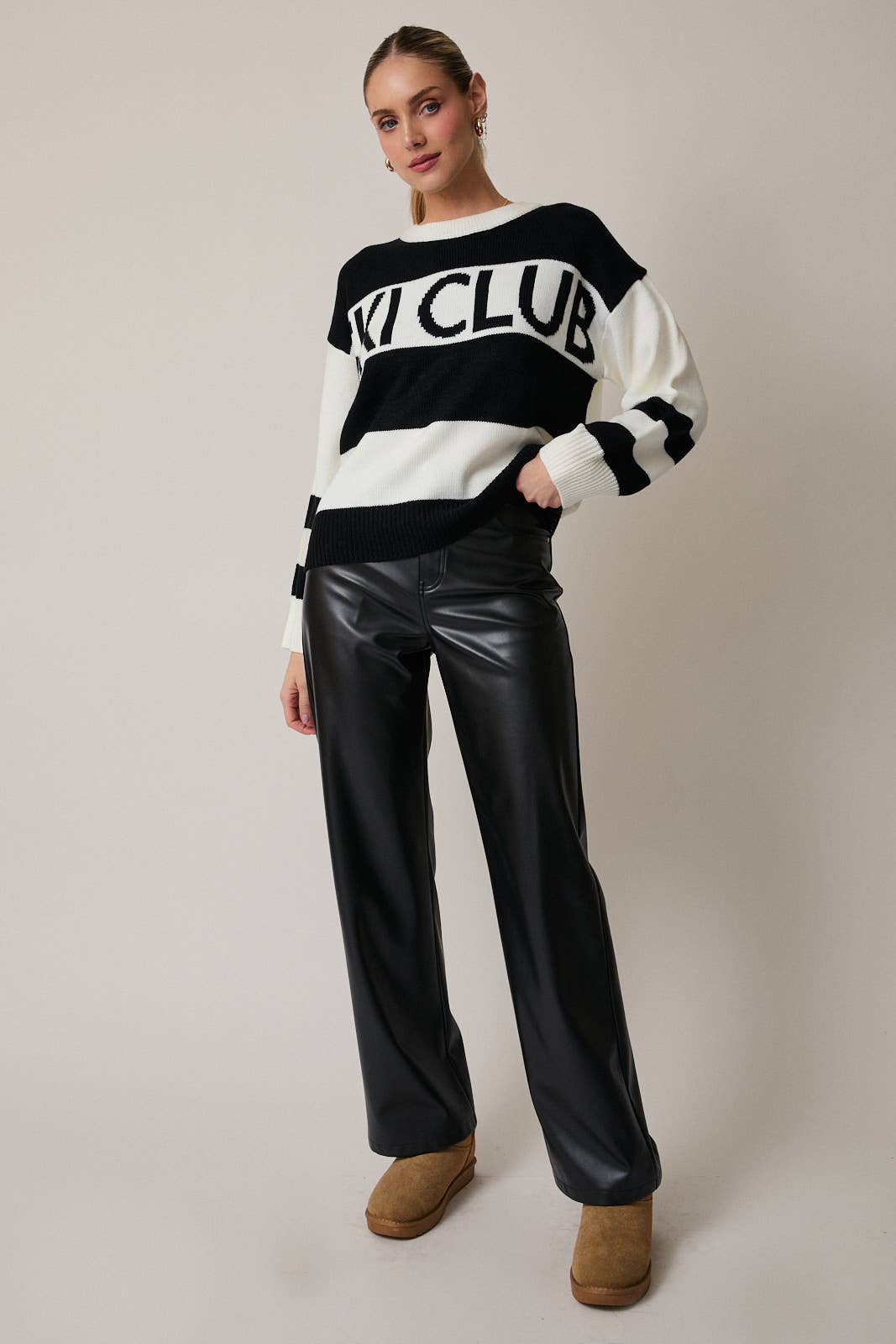 LONG SLEEVE ROUND NECK "SKI CLUB" SWEATER