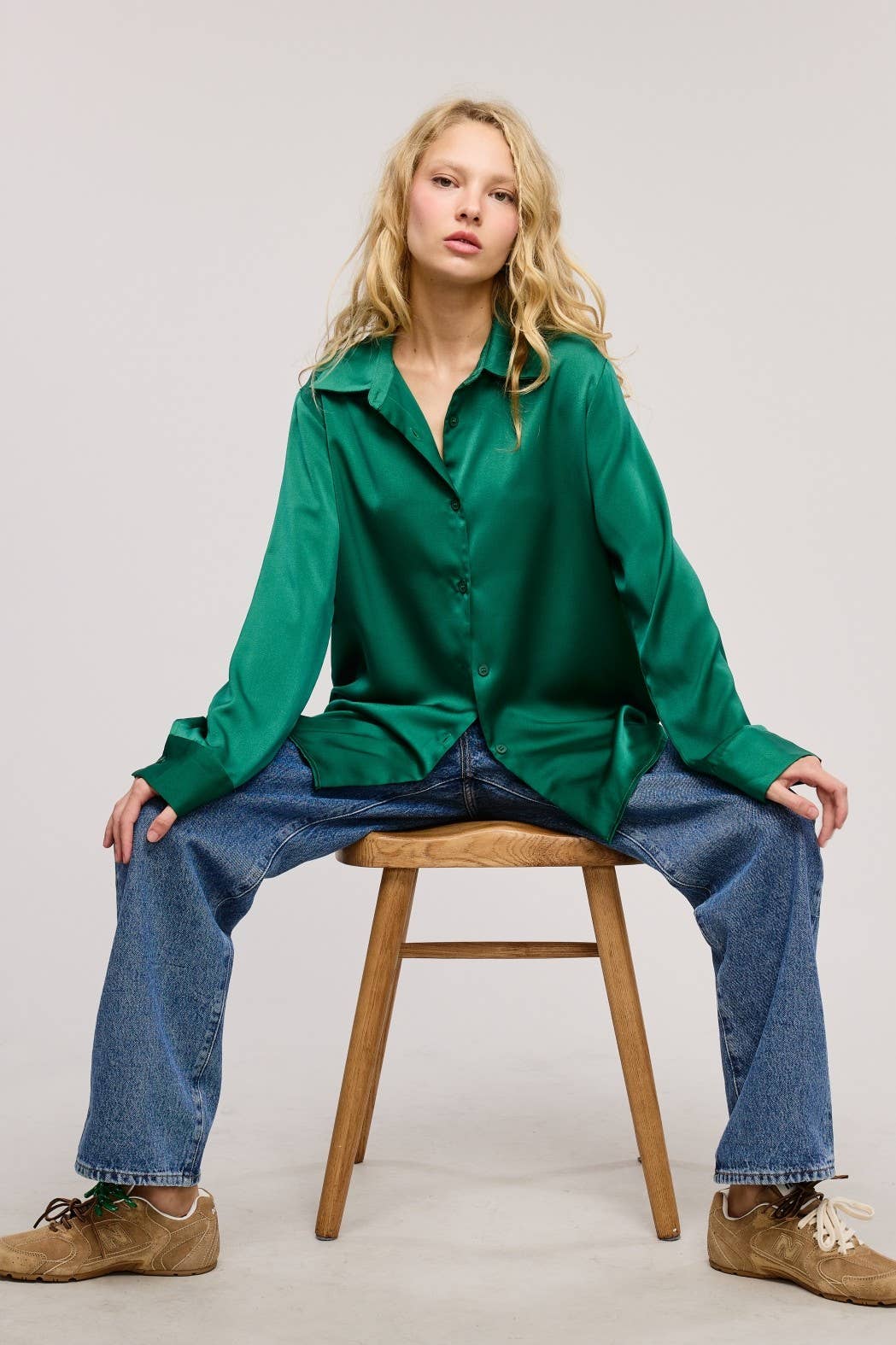 Silky Satin Button Down Blouse