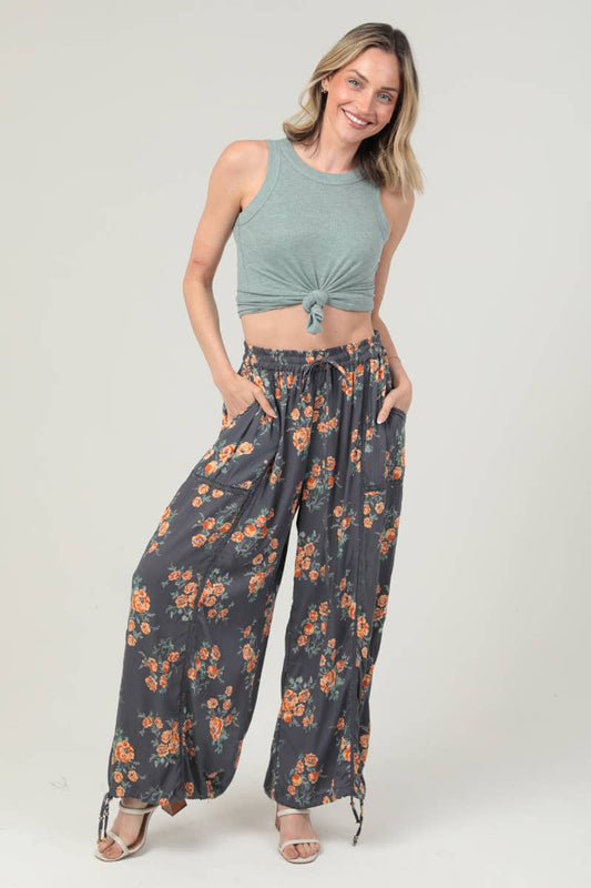Angie Drawstring Floral Pants