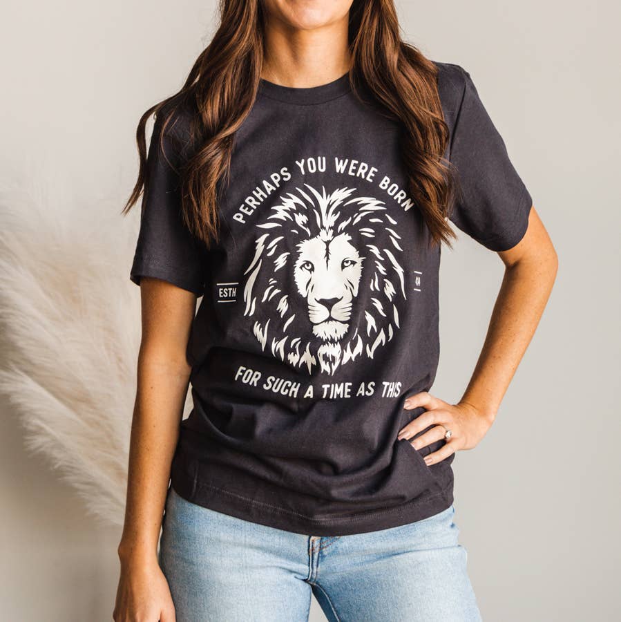 For Such a Time Esther Lion Christian Graphic Tee - Midnight