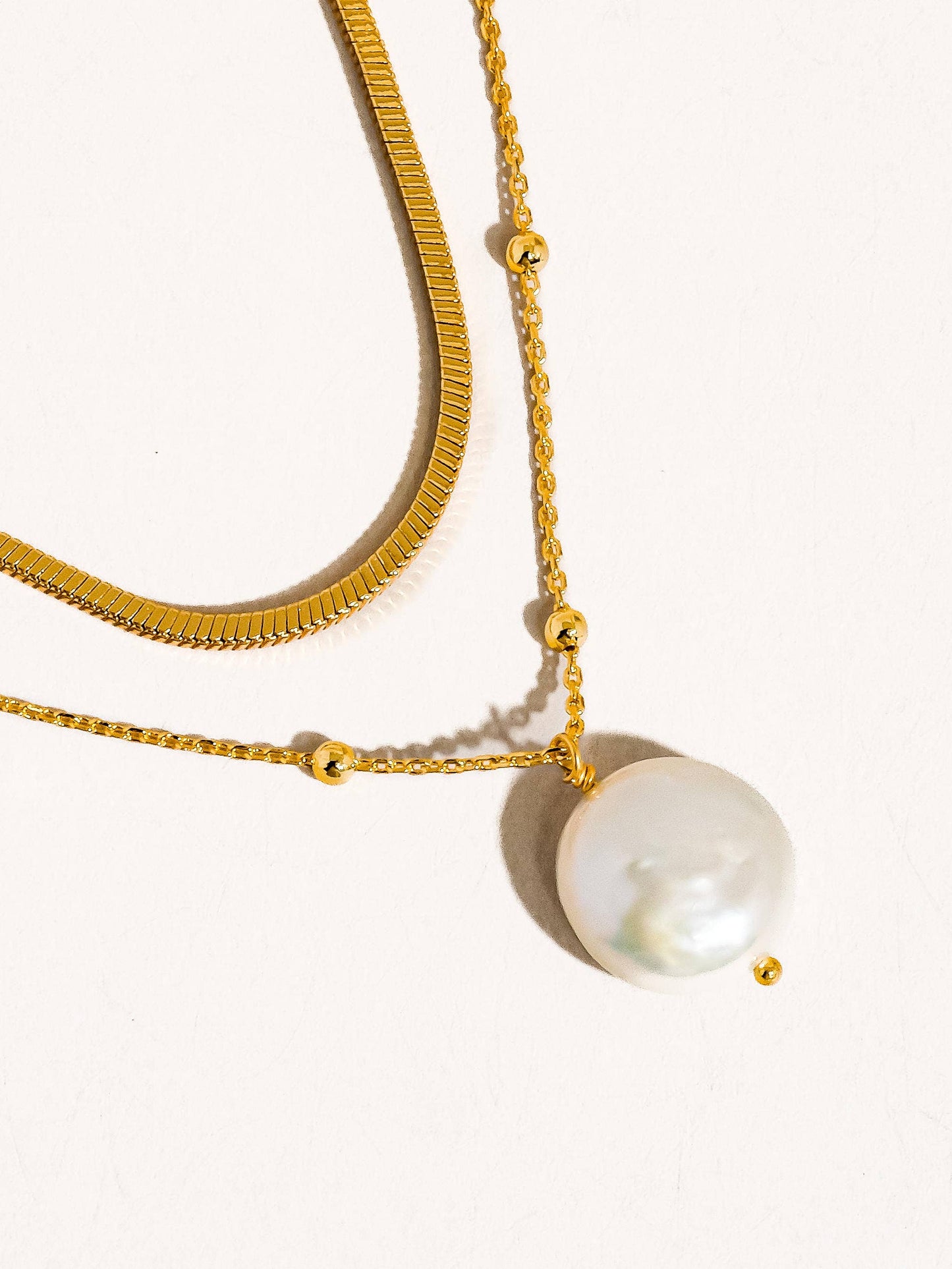 Bindi 18K Gold Layered Pearl Chain Necklace