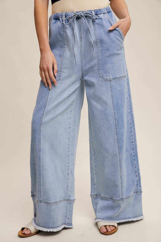 Relaxed Wide-Leg Denim Pants