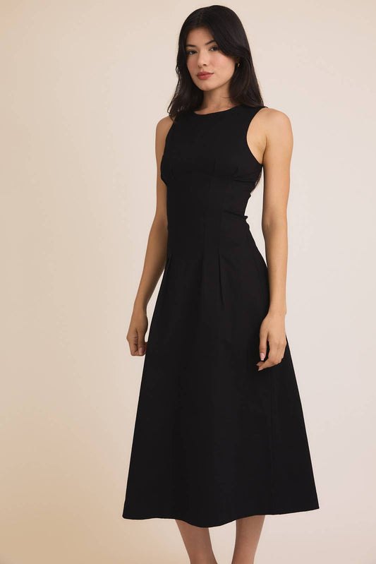 Claude Sleeveless Pleated Midi Dress