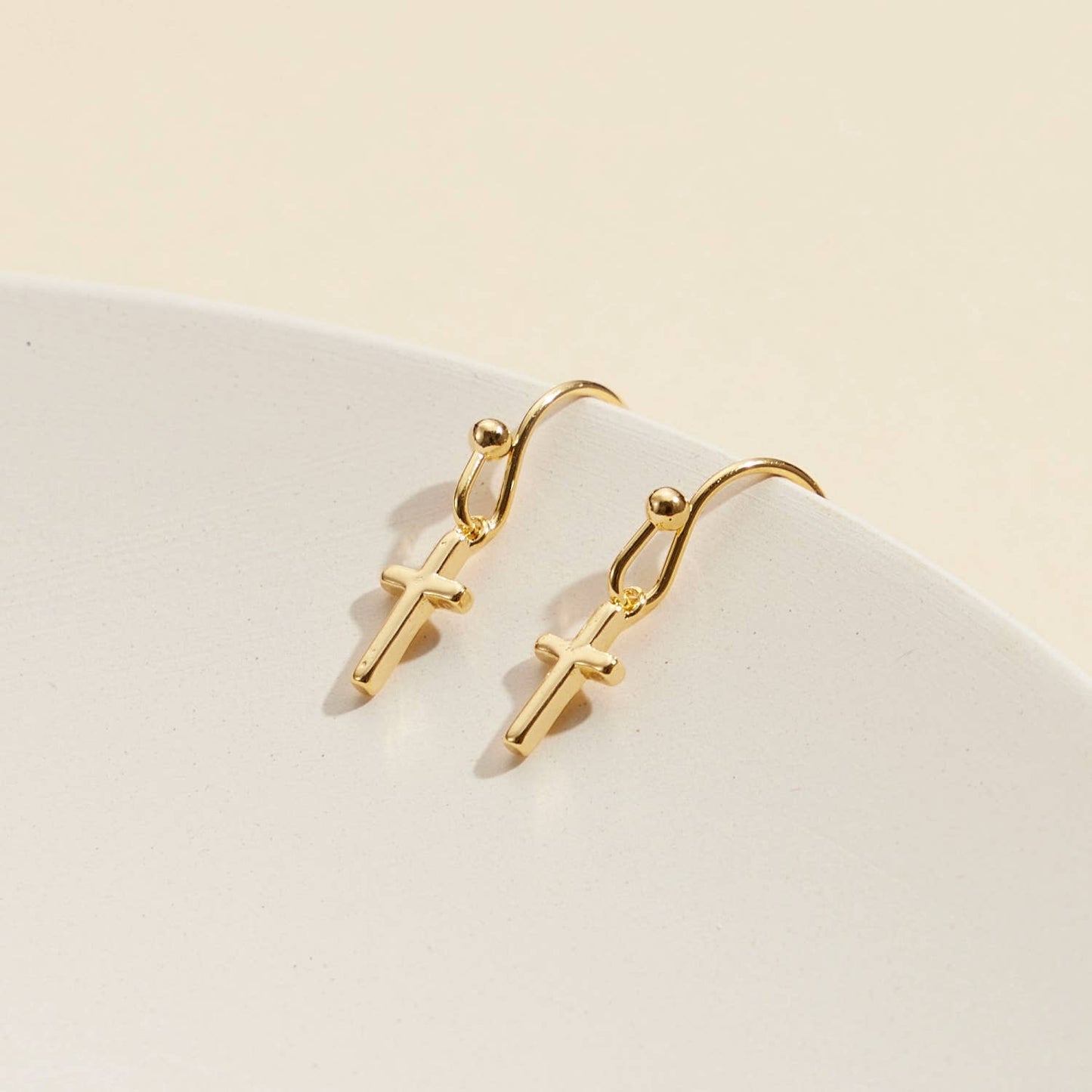 Cross Gold Dip Dangling Earrings