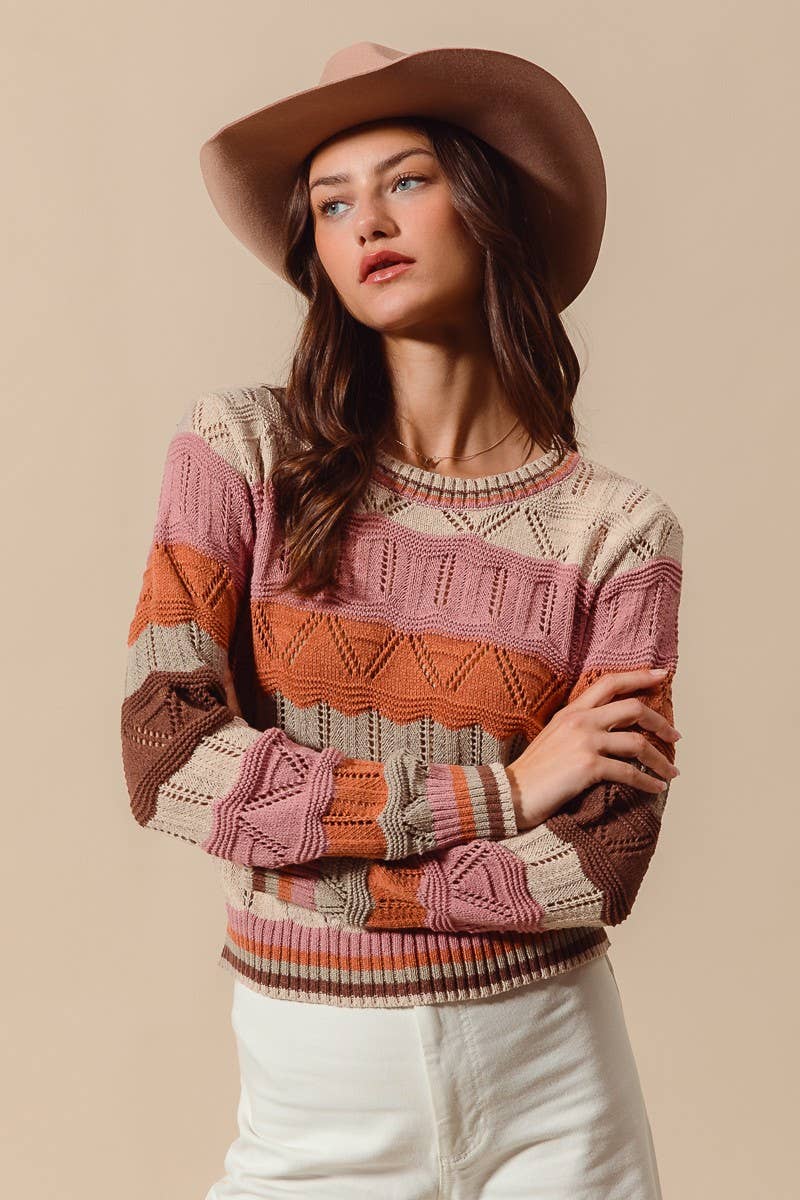 Multi Color Wavy Stripe Sweater Top