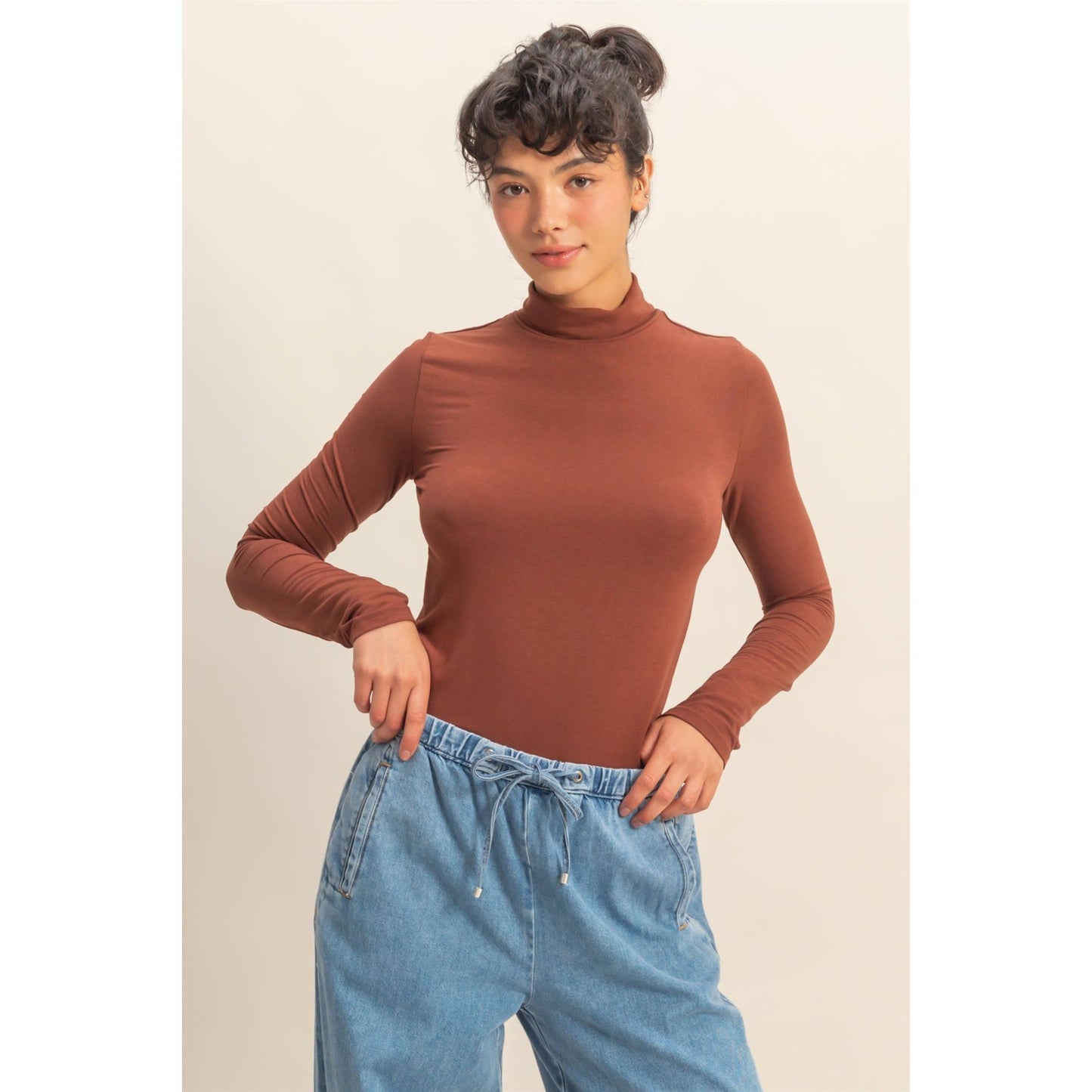 Turtleneck Long Sleeve Fitted Top
