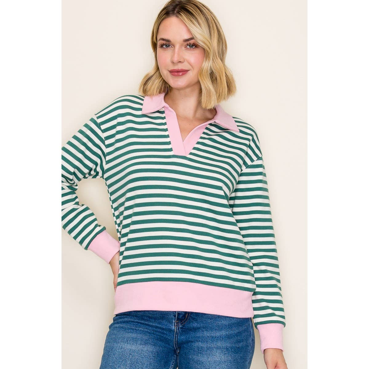 Polo Collar Sweatshirt