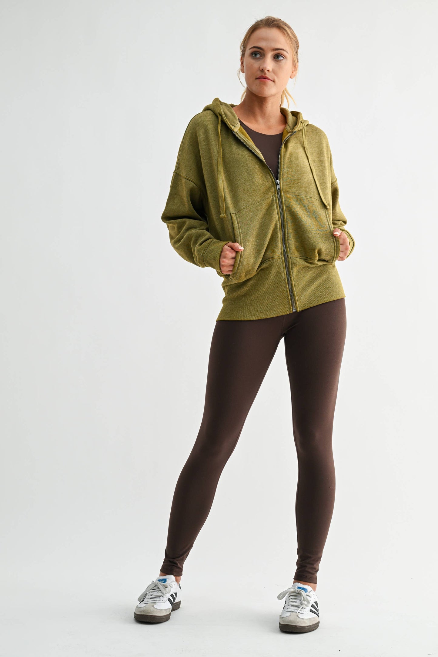 Fleece Hoodie Jacket with Tapered Sleeves