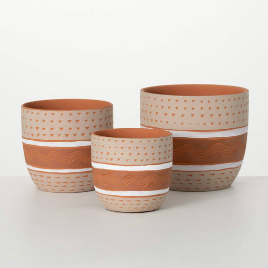Striped Planters Set Of 3