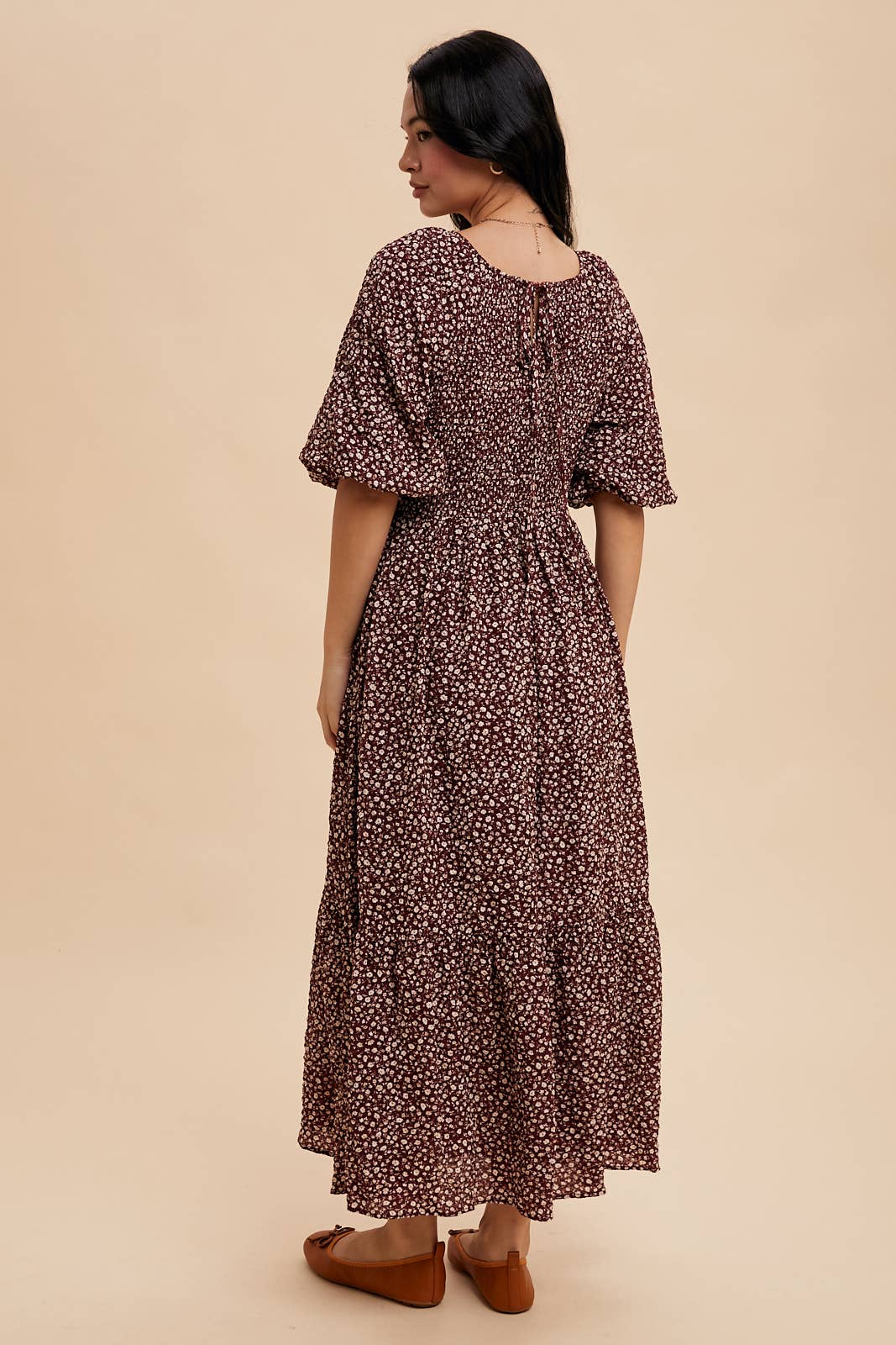 FLORAL PUFF SLEEVE MAXI DRESS