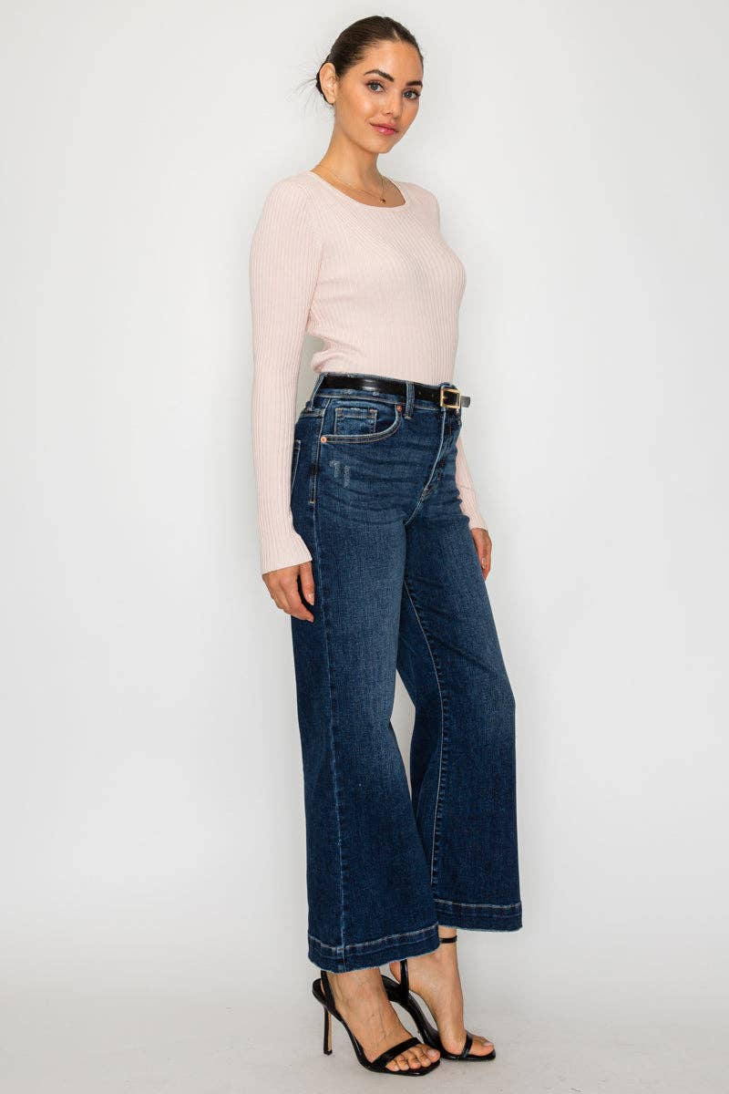 HIGH RISE CROPPED PALAZZO JEANS