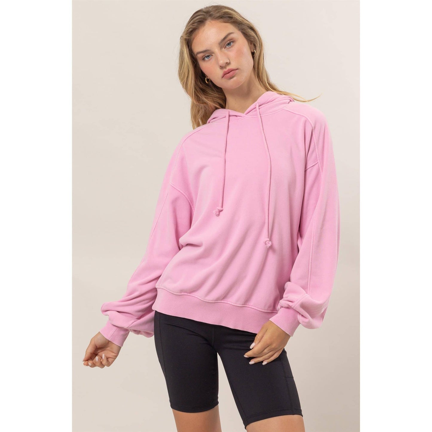 Seam Detailed Long Sleeve Oversized Hoodie