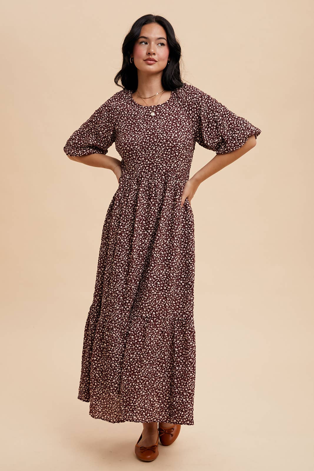 FLORAL PUFF SLEEVE MAXI DRESS