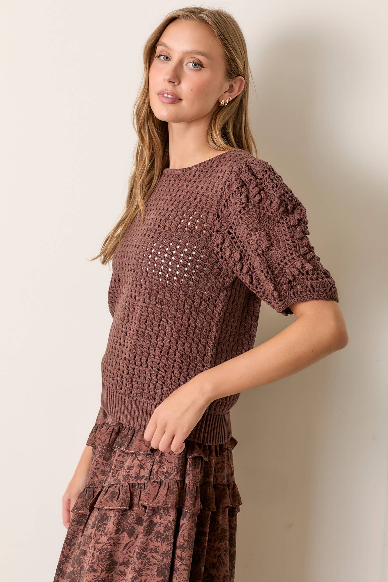 Crochet sleeve sweater top