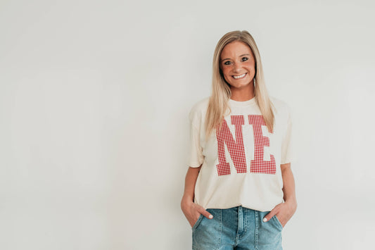 Nebraska Gingham Appliqué Tee